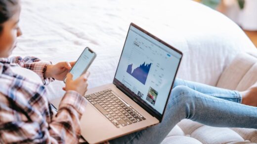 a woman analyzing stocks